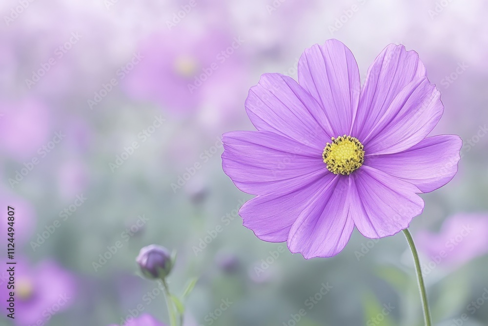 Bee collect pollen from pink flower (Cosmos bipinnatus). Close-up. Side view. Beautiful simple AI generated image Bee collect pollen from pink flower (Cosmos bipinnatus). Close-up. Side view. Beautiful simple AI generated image