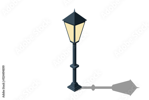Isometric of light lamp pillar. Isometric street light. Isometric icon of a park light. Light pillar icon. Isometric outdoor lighting