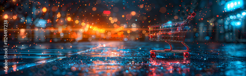 City Lights Reflection in Rain: A mesmerizing view of a city street, drenched in rain, with vibrant reflections of urban lights dancing in the puddles. photo