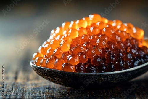 black caviar closeup spoon delicatesse sturgeon beluga gourmet food luxurious dinner seafood snack macro photo