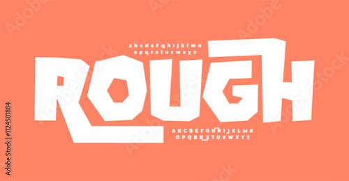 Bold rough sans serif alphabet, uneven handcrafted letters, rugged urban font for unique branding, creative typography, raw modern design. Vector typeset.