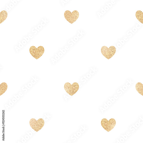 Seamless glittery gold hearts patterned background