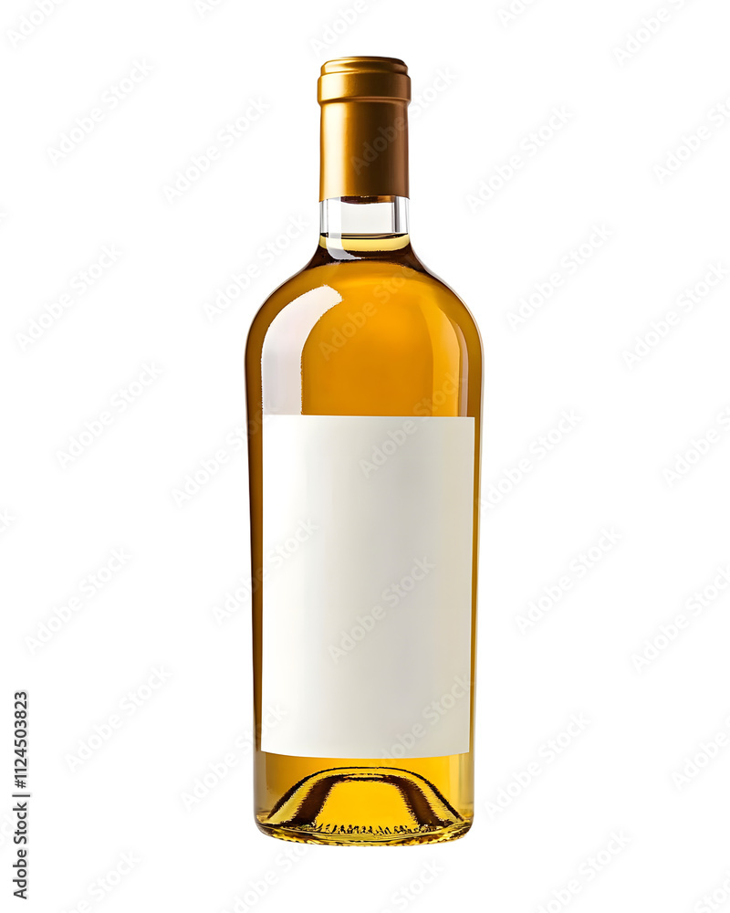 A bottle of white wine mock up isolated on transparent background A bottle of white wine mock up isolated on transparent background