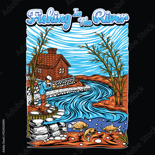 Fishing in the River illustration