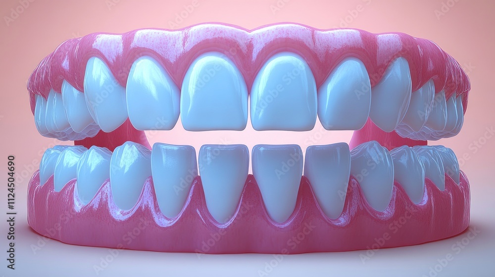 Obraz premium 3D model of human teeth and gums for dental illustration.
