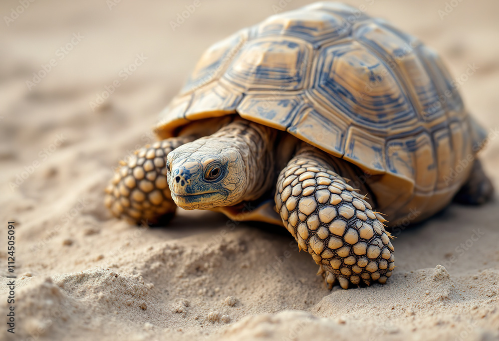 A close-up of a desert tortoise with a large, domed shell and wrinkled skin A close-up of a desert tortoise with a large, domed shell and wrinkled skin