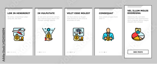 budget planning finance saving onboarding mobile vector expenses income, allocation forecasting, analysis strategy, goal investment cashflow budget planning finance saving illustrations