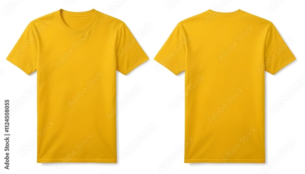 Two yellow t-shirts against a white background Two yellow t-shirts against a white background