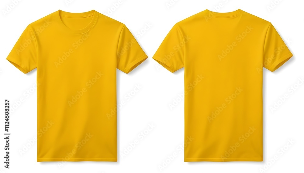Two yellow t-shirts against a white background Two yellow t-shirts against a white background