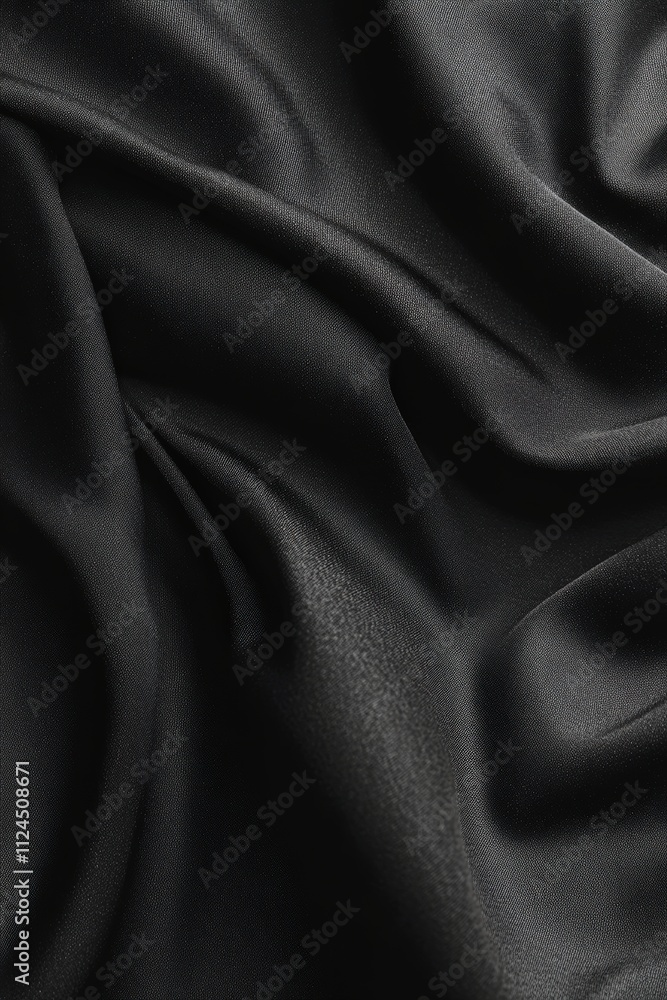 Fototapeta premium Black silk fabric with elegant folds and shiny texture