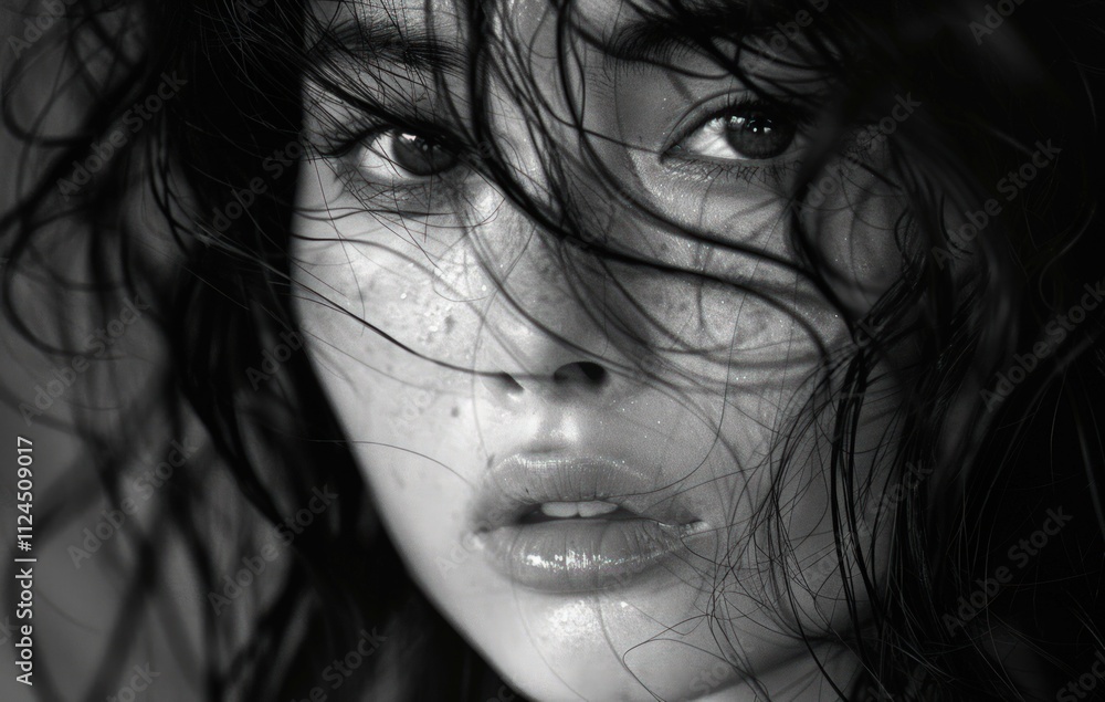 A close-up of the face and hair of an Asian woman A close-up of the face and hair of an Asian woman