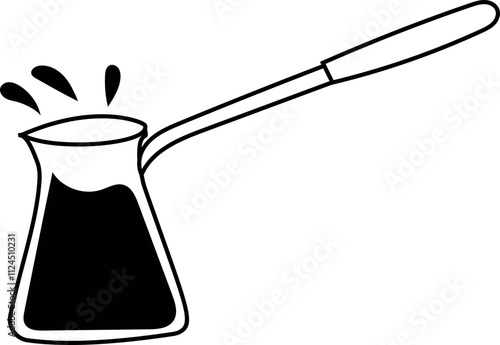 Line Art of Turkish Coffee Pot.