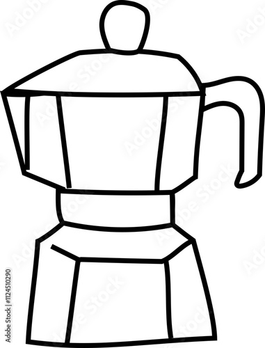 Simple black and white line art of a Moka pot.