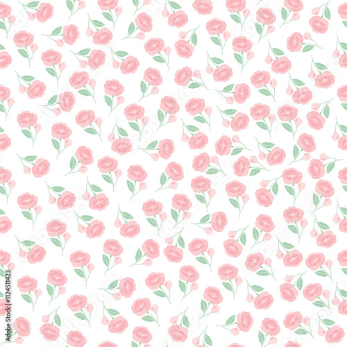 Wallpaper Mural coquette seamless pink flowers pattern. Delicate petals and vibrant blossoms create an artistic and vintage botanical illustration. Perfect for wallpaper, fabric, wrapping paper and more. Torontodigital.ca