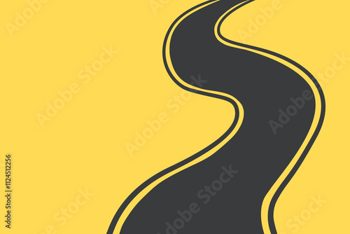 Winding road line. Curve street way.