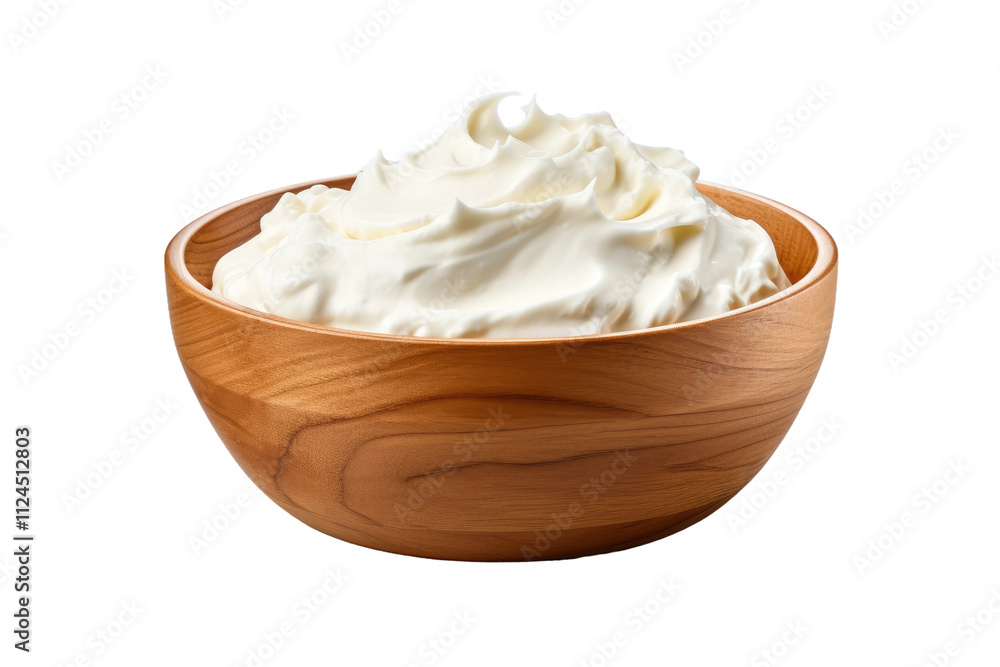 Creamy Delights: A Wooden Bowl Brimming With Whipped Cream. White or PNG Transparent Background. Creamy Delights: A Wooden Bowl Brimming With Whipped Cream. White or PNG Transparent Background.