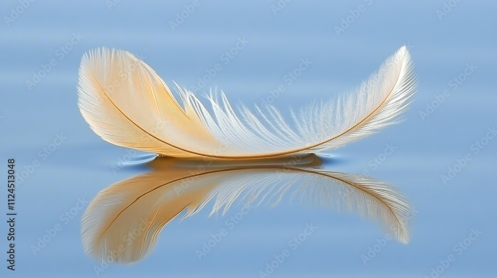 Tranquil Feather Reflection on Serene Water Tranquil Feather Reflection on Serene Water