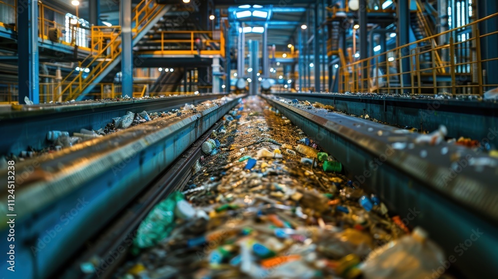 Engineers working at a waste-to-energy plant, observing waste being processed into biofuel and energy in an industrial facility Engineers working at a waste-to-energy plant, observing waste being processed into biofuel and energy in an industrial facility
