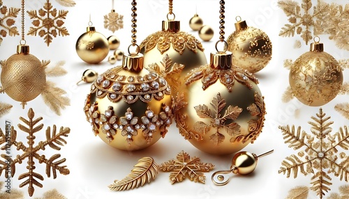 PNG Gold Christmas balls gold christmas jewelry.