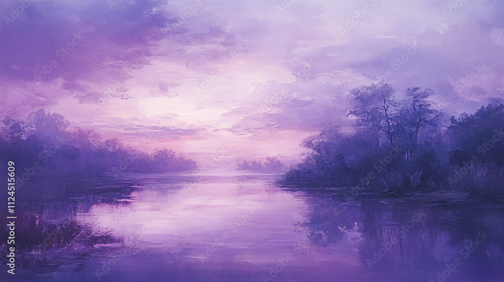 Fototapeta premium A lavender sky at dusk with soft fading clouds, creating a calm and tranquil atmosphere.