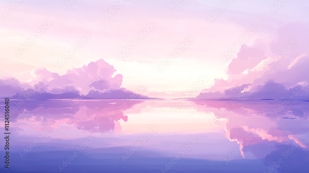 Fototapeta premium A lavender sky at dusk with soft fading clouds, creating a calm and tranquil atmosphere.