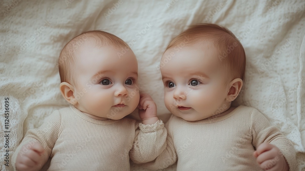 Infants on Soft Blanket Serenity Friendship Calm Warmth Connection Adorable Interaction Infants on Soft Blanket Serenity Friendship Calm Warmth Connection Adorable Interaction
