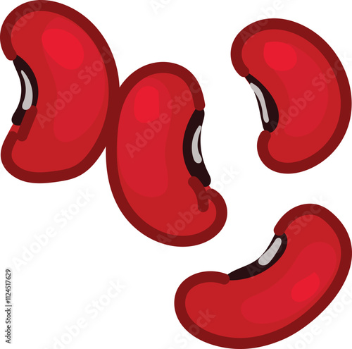 Red Kidney Beans Vector Illustration.