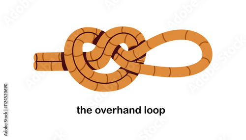 Overhand loop, safe knot tied with rope. Simple reliable string, cord for att...