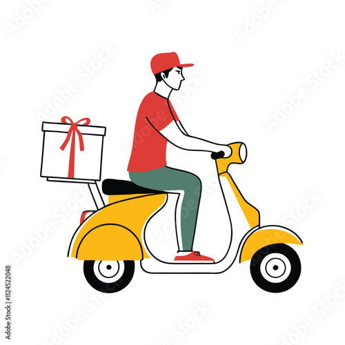 a man riding a yellow scooter