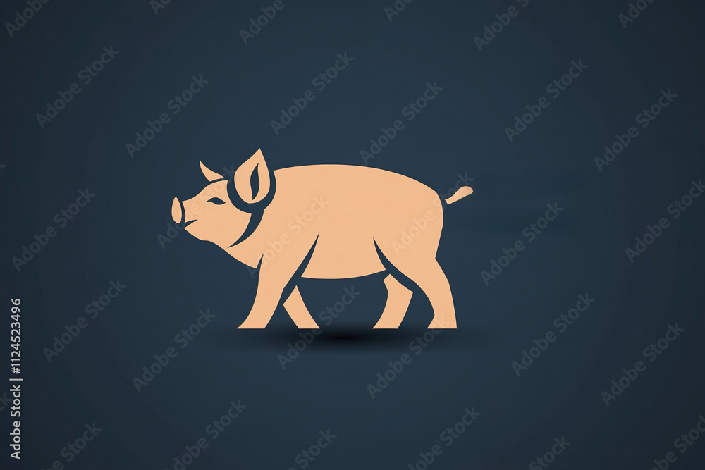 Side silhouette of a pig in orange tones. National pig day. Side silhouette of a pig in orange tones. National pig day.