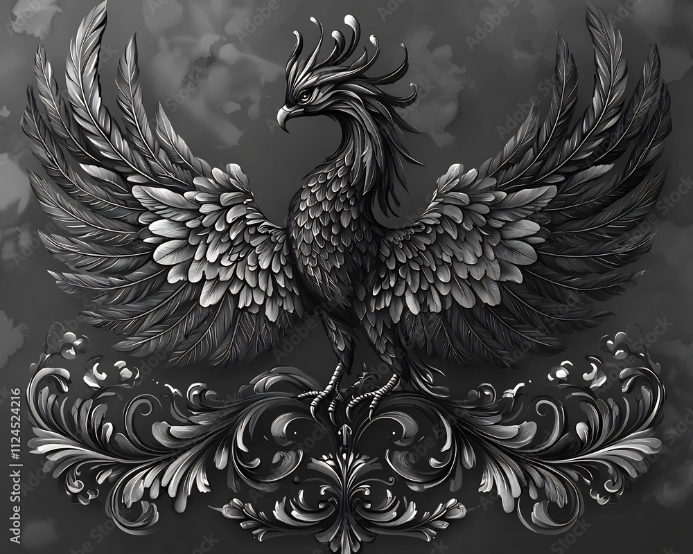 Obraz premium Bold Phoenix Tattoo Symbolic of Rebirth and Resilience