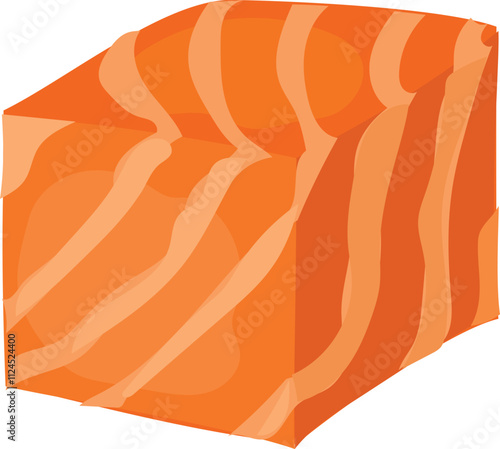 Vector illustration of a fresh salmon fillet with vibrant orange flesh and visible lines.