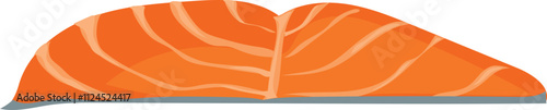 Vector illustration of a fresh salmon fillet with vibrant orange flesh and visible lines.