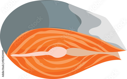 Vector illustration of a fresh salmon fillet with vibrant orange flesh and visible lines.