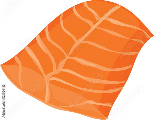 Vector illustration of a fresh salmon fillet with vibrant orange flesh and visible lines.