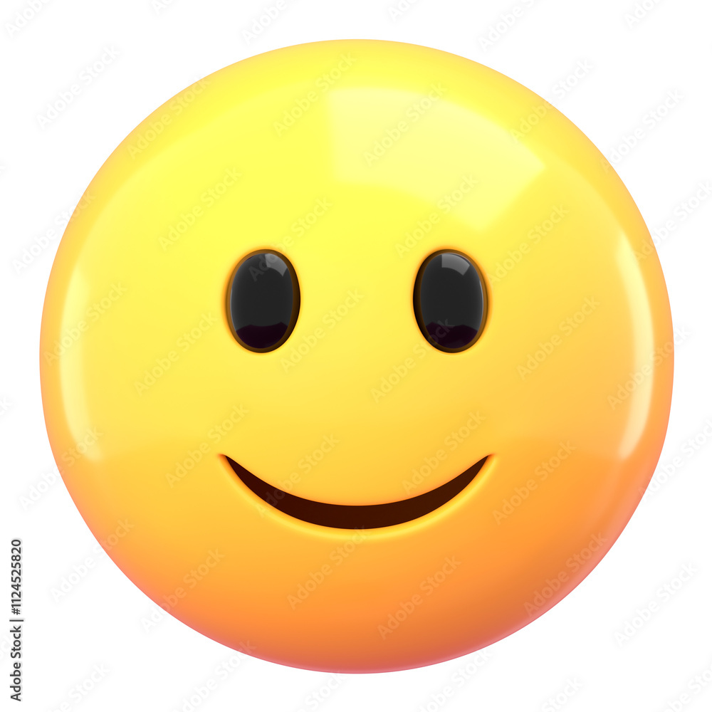 Fototapeta premium Slightly happy 3D png emoticon sticker, transparent background