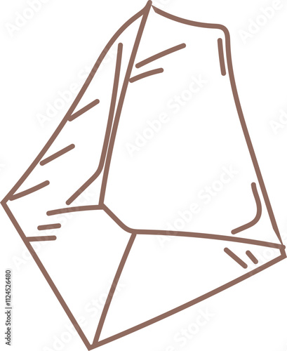 Crystal Clear Ice Cube Line Art Drawing. photo