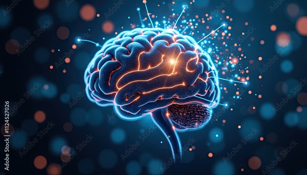 close up human brain and artificial intelligence glowing, super brain power, brain utilization close up human brain and artificial intelligence glowing, super brain power, brain utilization