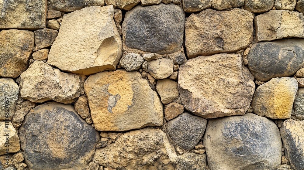 Irregularly shaped stones form a rustic stone wall Irregularly shaped stones form a rustic stone wall