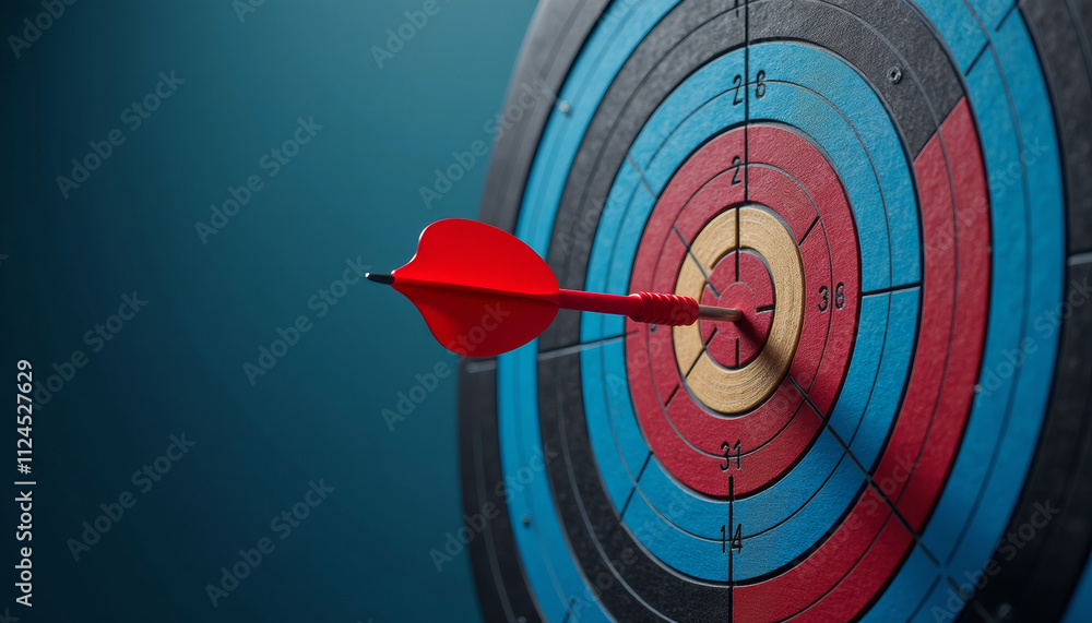 Precise Aim: Red Dart at the Center of a Target Precise Aim: Red Dart at the Center of a Target