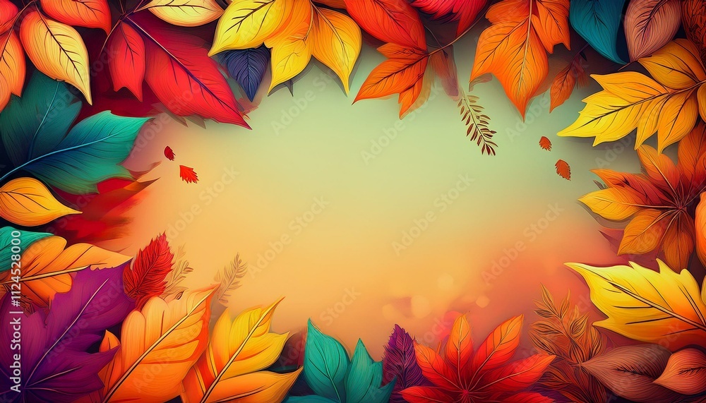 Fototapeta premium Colorful autumn leaves frame