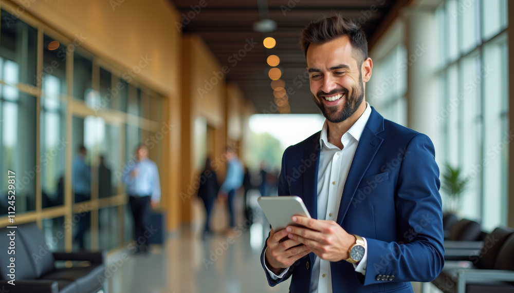 Businessman using tablet in modern office Businessman using tablet in modern office