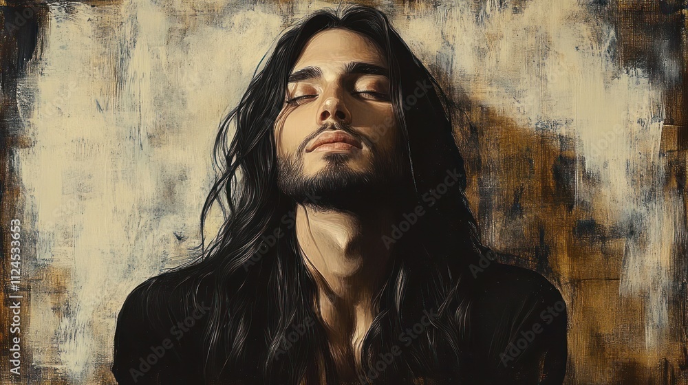 Serene Portrait of Jesus Christ in Expressionism Style Serene Portrait of Jesus Christ in Expressionism Style