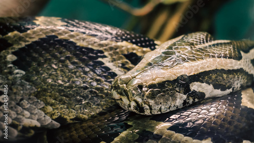 Bild auf Leinwand big snake anaconda close up