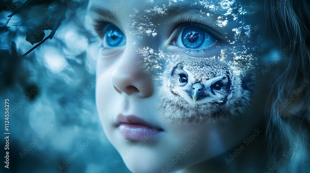 double exposure portraits, Enchanting Portrait of a Young Girl with Blue Eyes double exposure portraits, Enchanting Portrait of a Young Girl with Blue Eyes