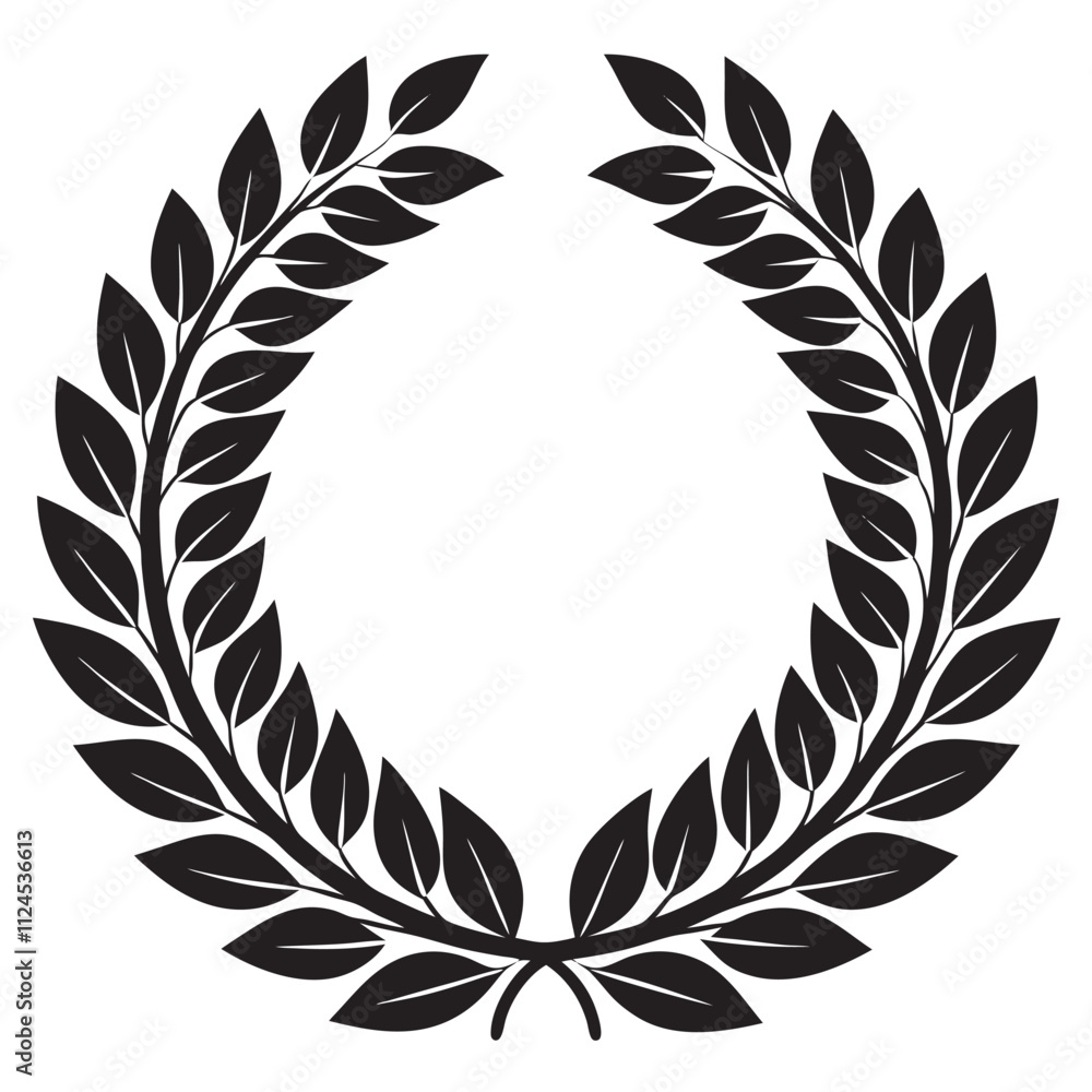 Obraz premium Laurel wreath outline set with hand drawn branches 