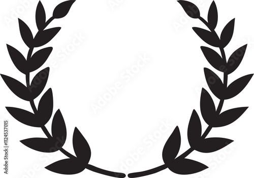 Laurel wreath outline set with hand drawn branches 