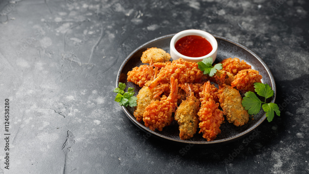 Butterfly king prawn with sweet chili sauce Butterfly king prawn with sweet chili sauce