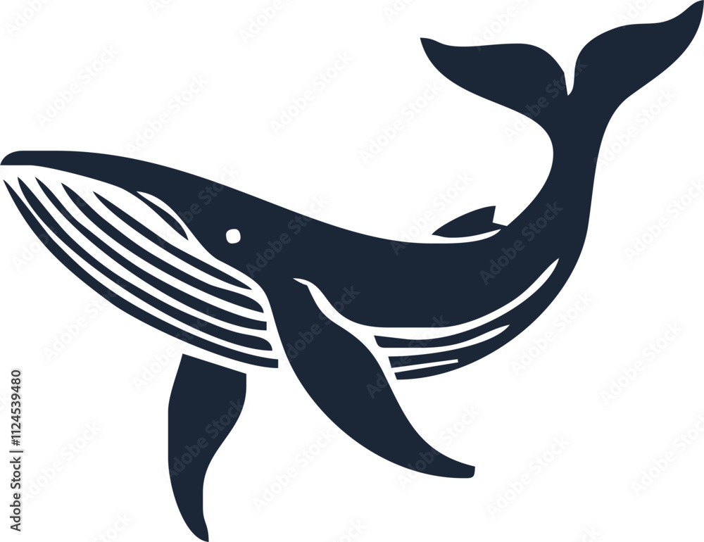 Blue whale aquatic mammal silhouette. Cartoon vector graphics. Blue whale aquatic mammal silhouette. Cartoon vector graphics.