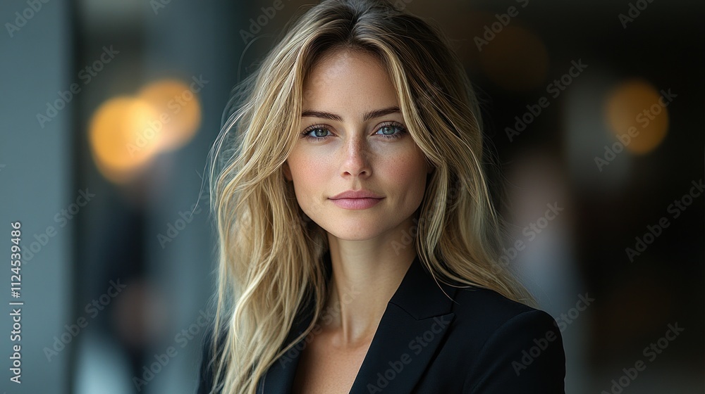 Confident professional woman in business suit smiling in urban environment natural lighting Confident professional woman in business suit smiling in urban environment natural lighting